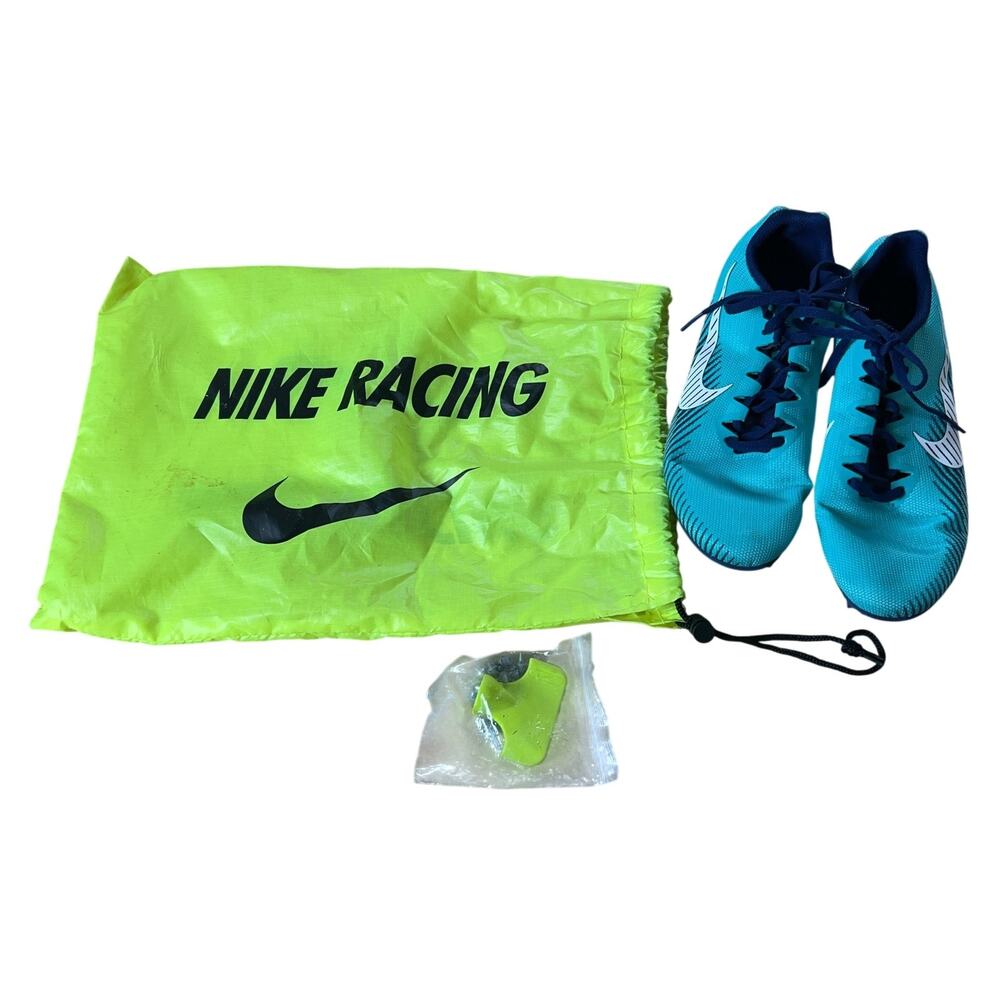 Nike Track Spikes Shoes Mens Size 9 Blue Racing Lightweight Spikes Athletic